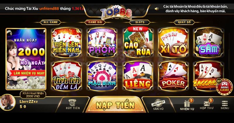 Khám phá game top88 đổi thưởng vạn người mê 2024 1 Cổng game top88 đáp ứng mọi nhu cầu người chơi